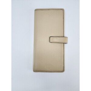 COACH Cream Leather BIFOLD ID/CARD WALLET With Snap Closure OBO